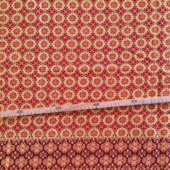Tissu Wax pailleté rouge orangé imprimé Croix florale