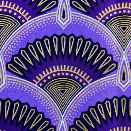 Tissu Wax pailleté violet imprimé Art Déco détail