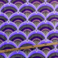 Tissu Wax pailleté violet imprimé Art Déco