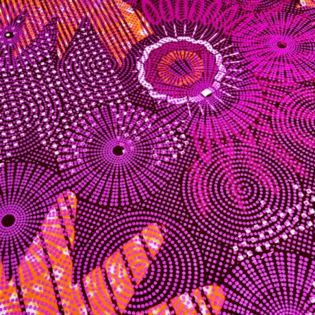 Tissu Wax réversible rose orange imprimé Fossile détail