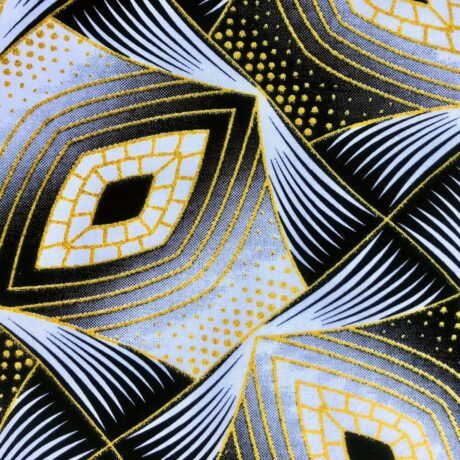 Tissu Wax pailleté noir imprimé Oeil détail