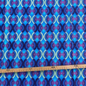 Tissu Wax pailleté bleu rose poudré imprimé Demi-lunes