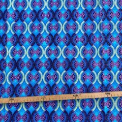 Tissu Wax pailleté bleu rose poudré imprimé Demi-lunes