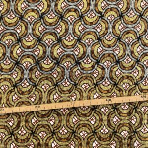 Tissu Wax pailleté marron imprimé Demi-cercles
