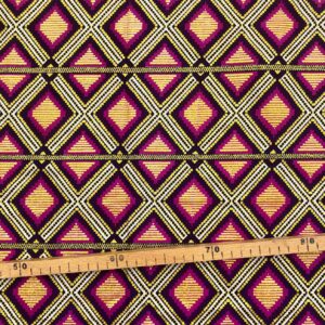 Tissu Wax pailleté prune imprimé Grille