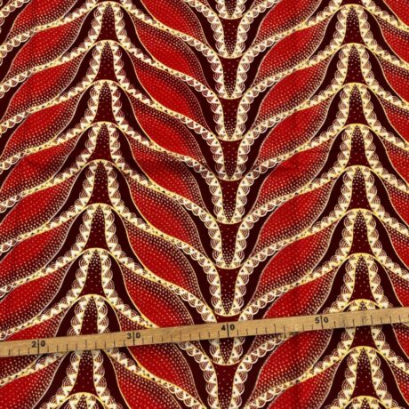 Tissu Wax pailleté rouge imprimé Sirène