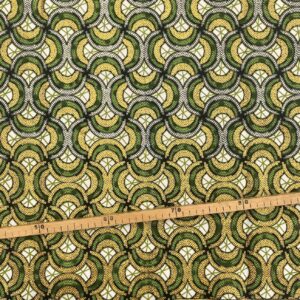 Tissu Wax pailleté vert imprimé Demi-cercles