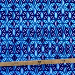 Tissu Wax pailleté bleu imprimé Fleur de vie 2