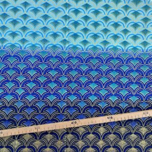 Tissu Wax pailleté dégradé bleu imprimé Ecailles