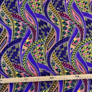 Tissu Wax pailleté multicolore imprimé Zentangle