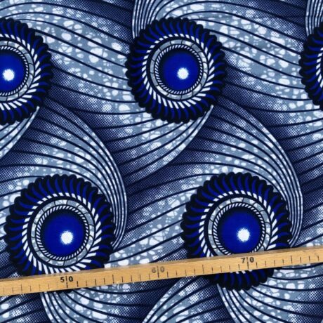 Tissu Wax bleu gris imprimé Rotatif