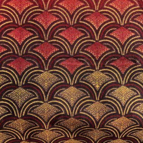 Tissu Wax pailleté dégradé rouge imprimé Ecailles détail foncé