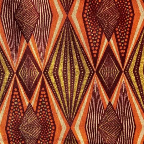 Tissu Wax pailleté orange imprimé Losanges détail