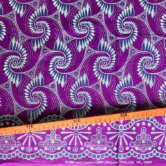 Tissu Wax pailleté violet turquoise imprimé Dragon