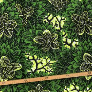 Tissu Wax vert imprimé Jungle