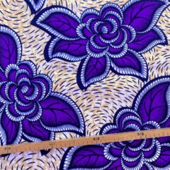 Tissu Wax beige violet Imprimé Campanule