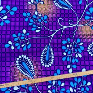 Tissu Wax fuchsia bleu jaune imprimé Vivace
