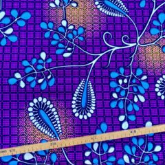 Tissu Wax fuchsia bleu jaune imprimé Vivace