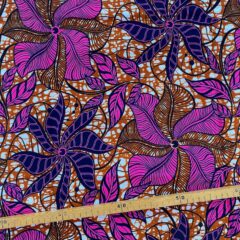 Tissu Wax noir fuchsia marron imprimé Girouette