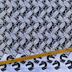 Tissu Wax pailleté blanc argenté imprimé Pompons