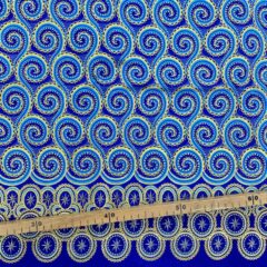 Tissu Wax pailleté bleu imprimé Serpentin