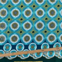 Tissu Wax pailleté bleu turquoise imprimé Tranches