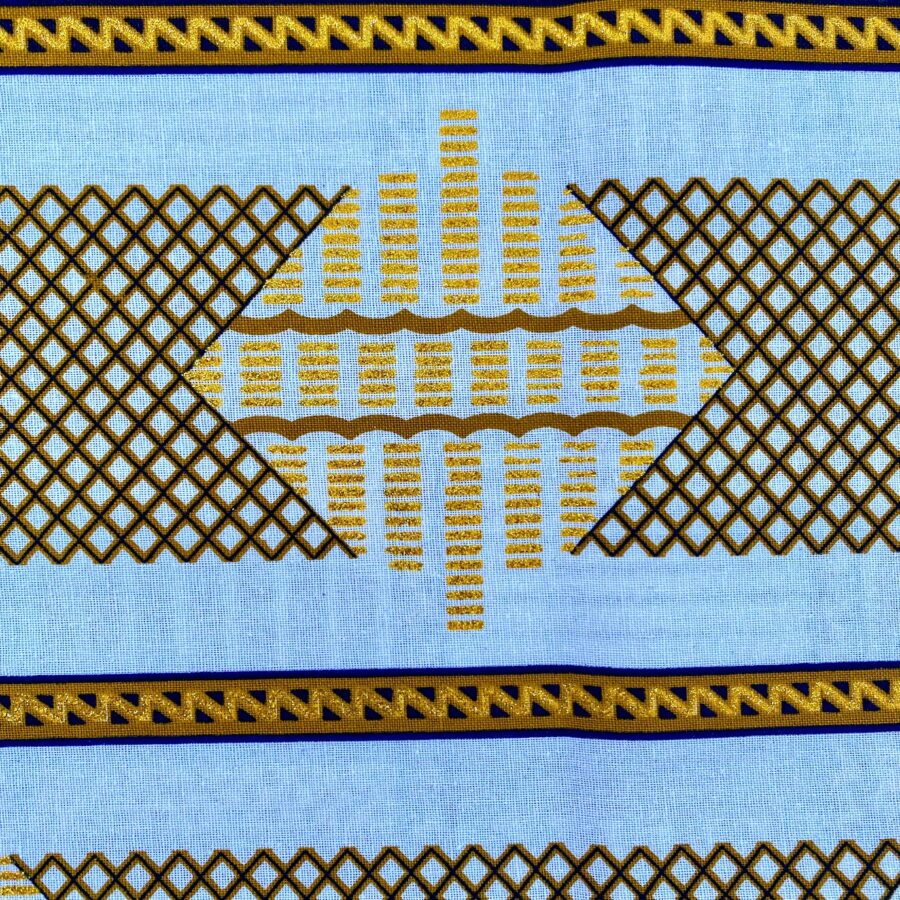 Tissu Wax pailleté marron imprimé Bi-face détail clair