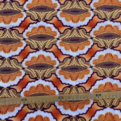 Tissu Wax pailleté orange imprimé Coquilles