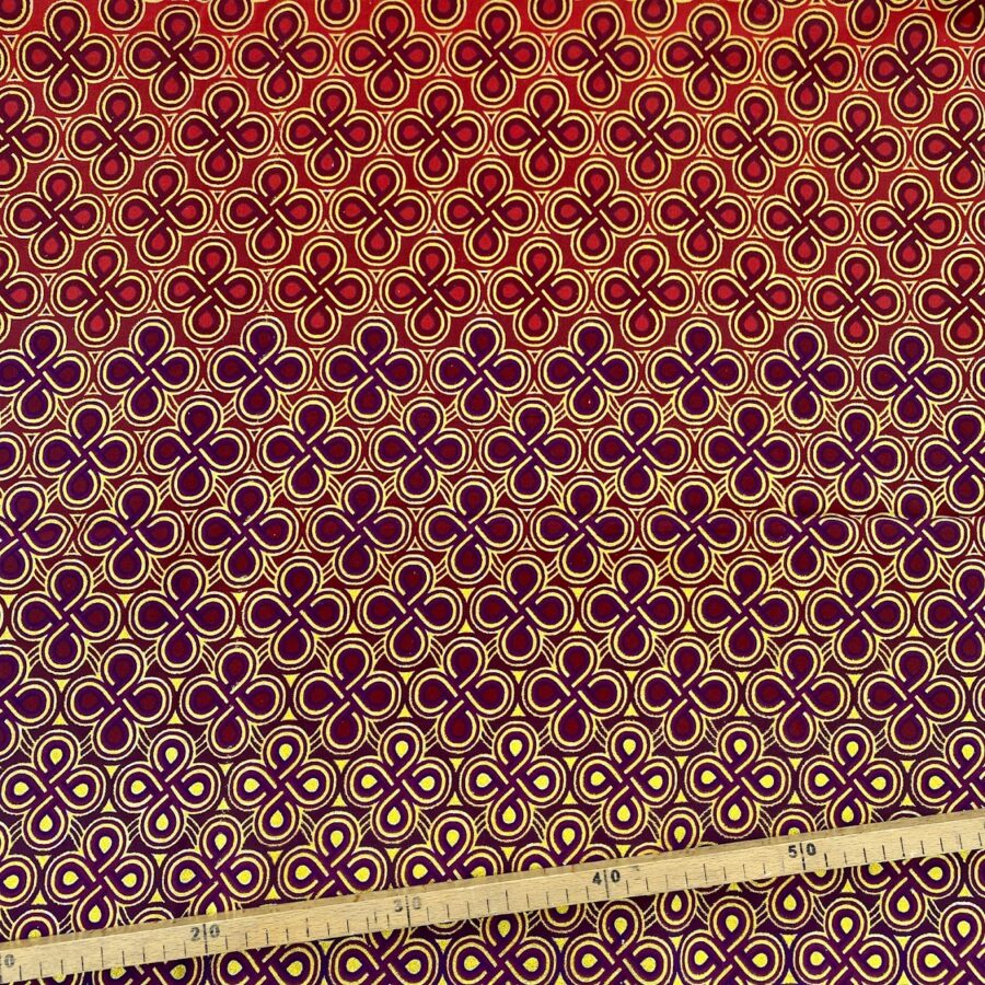 Tissu Wax pailleté rouge bordeaux imprimé Noeuds