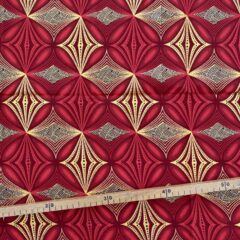 Tissu Wax pailleté rouge imprimé Circulaire