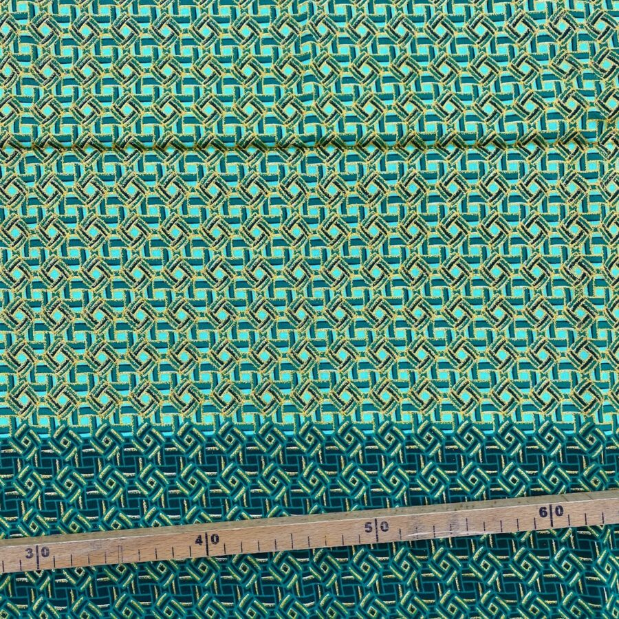Tissu Wax pailleté vert imprimé Mini-carrés