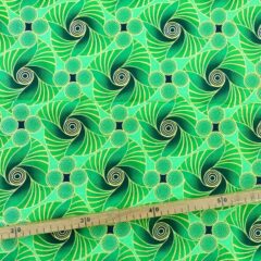 Tissu Wax pailleté vert imprimé Soleil