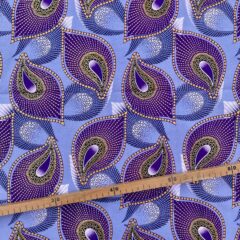 Tissu Wax pailleté gris violet imprimé Lys
