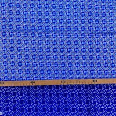 Tissu Wax pailleté bleu imprimé Mini-carrés