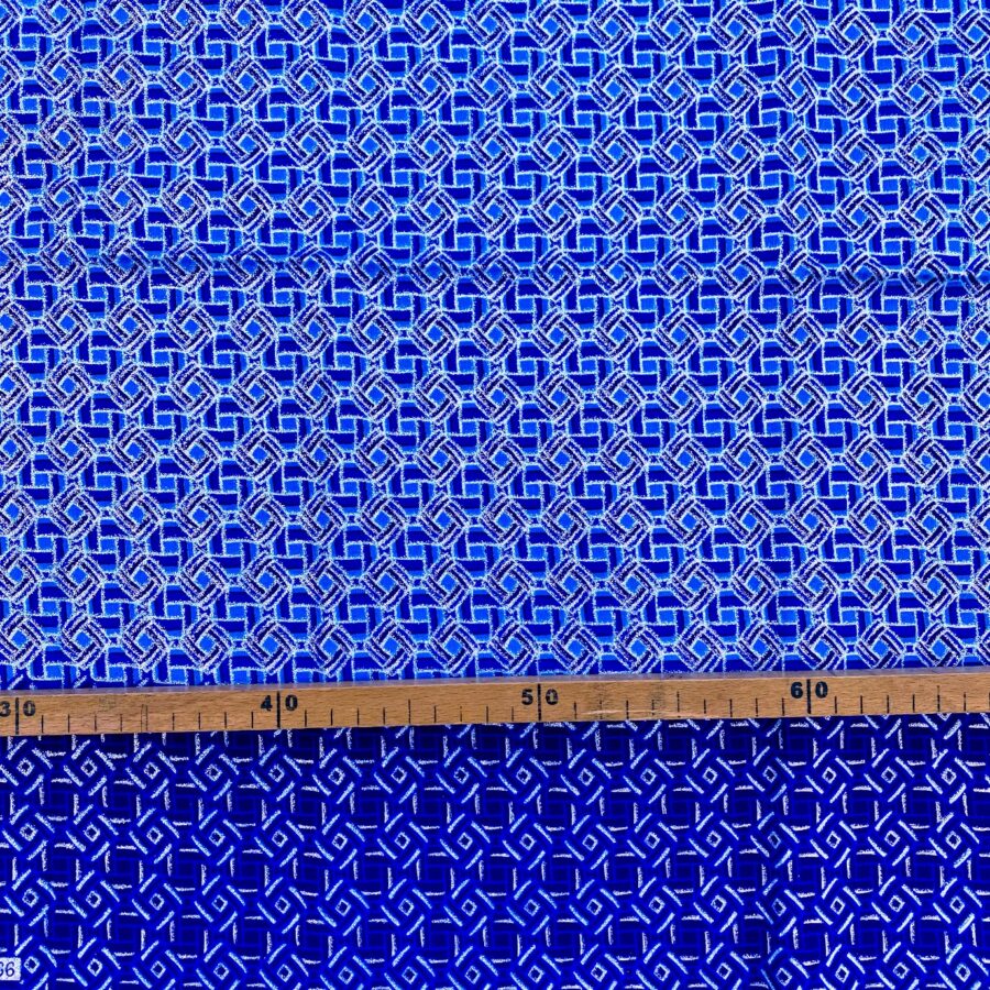 Tissu Wax pailleté bleu imprimé Mini-carrés