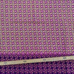 Tissu Wax pailleté fuchsia imprimé Mini-carrés