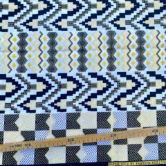 Tissu Wax pailleté noir et blanc imprimé Chevrons