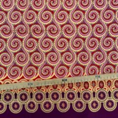Tissu Wax pailleté rouge rose imprimé Serpentin