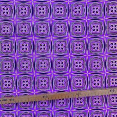 Tissu Wax pailleté violet imprimé Carré floral
