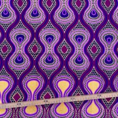 Tissu Wax pailleté violet mauve imprimé Sablier