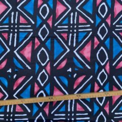 Tissu Wax bleu rose imprimé Géo