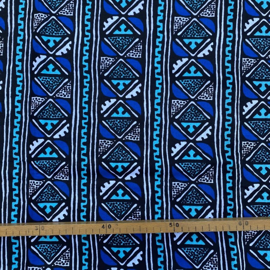 Tissu Wax bleu turquoise imprimé Géo
