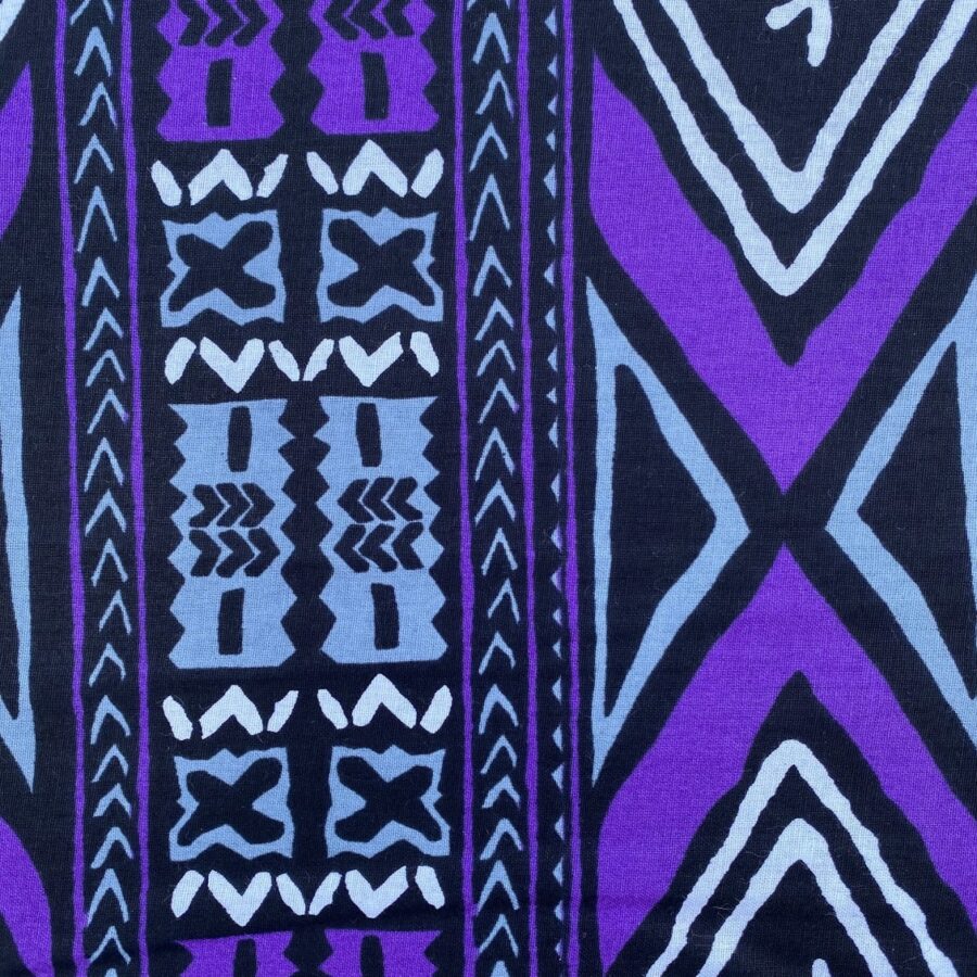 Tissu Wax violet gris imprimé Géo détail