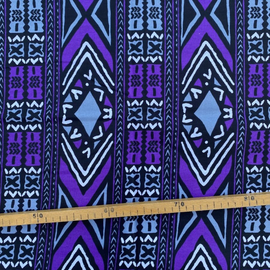 Tissu Wax violet gris imprimé Géo