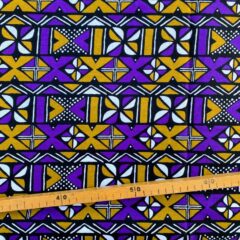 Tissu Wax violet olive imprimé Géo