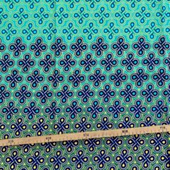 Tissu Wax pailleté vert turquoise imprimé Noeuds