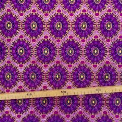 Tissu Wax pailleté prune imprimé Joyau