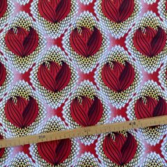Tissu Wax pailleté rouge imprimé Tulipe