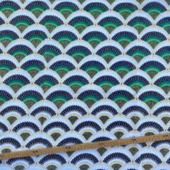Tissu Wax pailleté vert imprimé Art déco mini