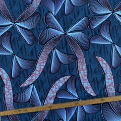 Tissu Wax bleu canard imprimé Papillons